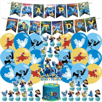 Rio Movie Birthday Party Supplies, Cartoon Rio Balloons Decorations for Cartoon Party Happy Birthday Balloons, Cupcake Toppers,