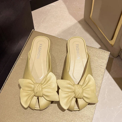 Summer New Arrival Gentle Style Slippers Half Slippers For Women Fashionable Flat Bottom Women's Sandals Butterfly Baotou shoes