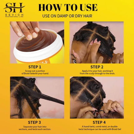 SEVICH Biotin Care Braid Gel 100g Shining Braiding Strong Hold Pomade Anti-Frizz Hair Edge Control Cream Hair Styling Product