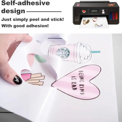 10pc A4 Waterproof Printable Vinyl Sticker Labels Glossy Sticker Printer Paper Self-Adhesive Film Decal for Inkjet Laser Printer