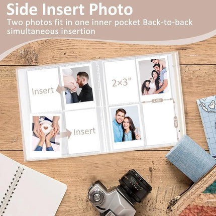 Compact Linen Instant Photo Album Book, 2‑Set Memory Book for Instax Mini, Sprocket Printer Photos, Scrapbook & Card Organizer