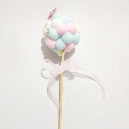 Colorful Archway Cake Topper Flags Fuzzy Ball Birthday Wedding Cupcake Toppers Party Baby Shower Cake Decor DIY