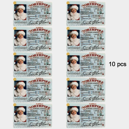 1~10 Cards Santa Claus Flying Licence Christmas Eve Driving Licence Christmas Gift For Children Kids Christmas Decoration 2024