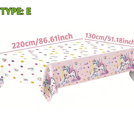 Disposable Waterproof Unicorn Party PE Tablecloth Perfect for Children's Birthday Bash Family Aatherings  Holiday Celebration