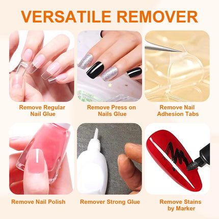 TWOING False Nail Tips Solid Adhesives Gel Remover Nail Liquid Easy To Soften Remover Press On Nails Gel Fake Tips Remover Tools