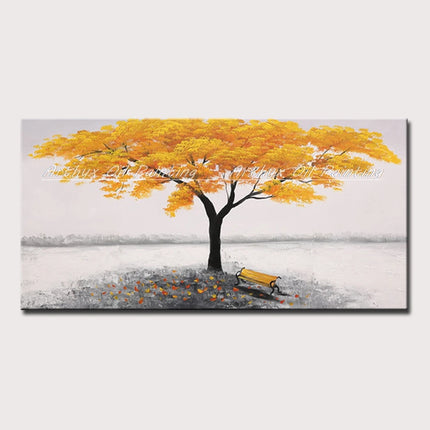 Arthyx,Large Handpainted Palette Knife Tree Oil Painting on Canvas,Modern Abstract Landscape Art Poster,Wall Pictures,Home Decor