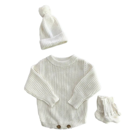 Custom Name Baby Knitted Romper Cotton Warm Long Sleeve Bodysuit Personalized Newborn Outfit Autumn Infant Jumpsuit Clothes Sets