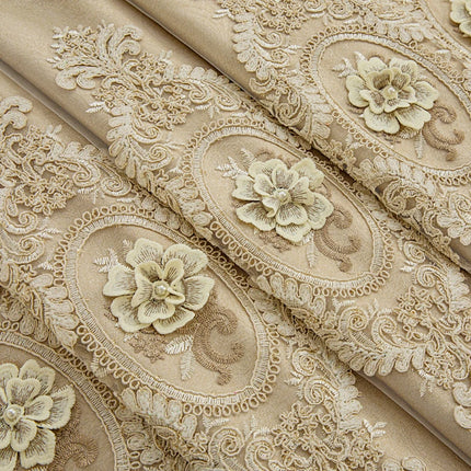 European Luxury Embroidered Floral Curtain Loop Top Thick Blackout Curtains for Living Room Home Decorative Drapes