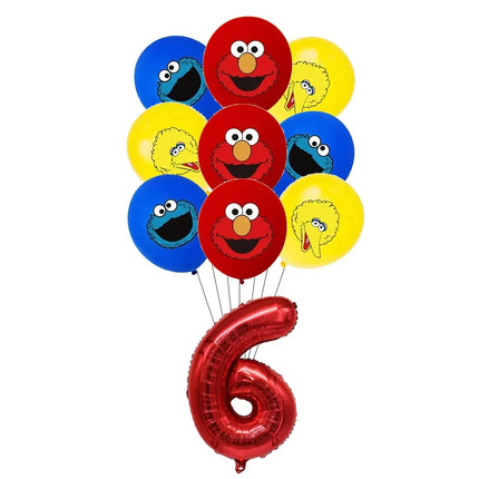 Cartoon Sesames  Street Birthday Party Decor Elmo and Friends Theme Tablecloth Plate Balloon Set Cake Decor Baby Shower