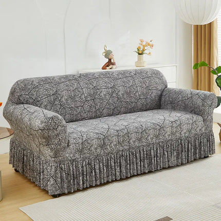 XM-Luvetoria 1pc Printed Sofa Slipcover Non-slip Elastic Sofa Cover With Skirt Furniture Protector for Bedroom Office Living Room Home Decor