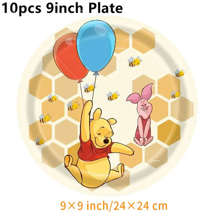 Winnie The Pooh Balloons Happy Birthday Banner Decoration Yellow Bear Party Supplies Backdrop Cake Topper Disposable Tableware