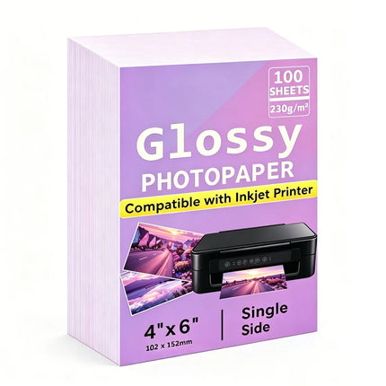 100 Sheets 4R Photo Paper, 230 GSM 4 X6 inch Premium Glossy Photo Paper Picture Paper Printer Brochure Paper for Inkjet Printer