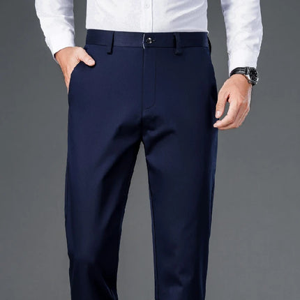 Men's lightweight business casual pants with micro elasticitymen's quick drying pantsnew straight leg office black deep bluepant