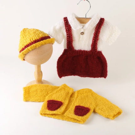 Newborn Knitted Angola Fuzzy Romper Baby Animal Outfit Photography Props Baby Cartoon Wolf Footed Overall Sets Photo Props
