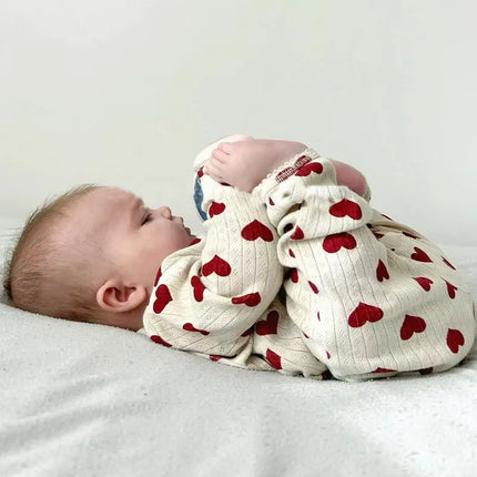Baby Long Sleeved Bag Fart Clothes for Spring Summer 2025 Same Style Love Newborn Jumpsuit Baby Home Crawling Clothes