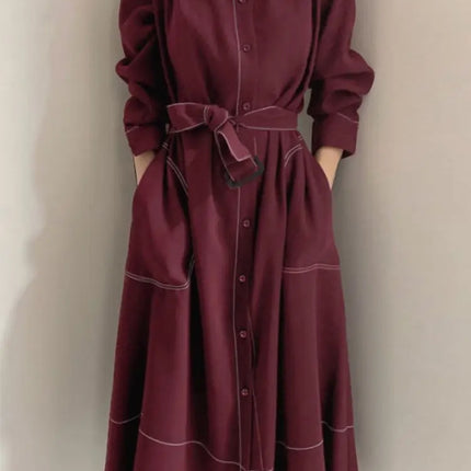 ZANZEA Fashion Long Shirt Dresses Women Elegant Streetwear Office Lady Midi Vestidos Belted Casual Autumn Long Sleeve Party Robe