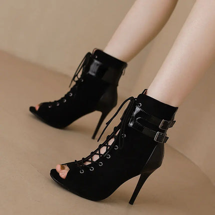Fashion Red Shiny Party Dance Shoes Ladies Sexy Heels Stilettos Cool Boots High Quality Indoor Ballroom Jazz Dance Sandals Women