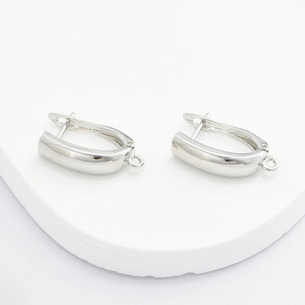 1 Pair 18K Gold/ Rhodium Plated Handmade Smooth Brass Earring Hooks Clasps For DIY Jewelry Making Accessories Hypoallergenic