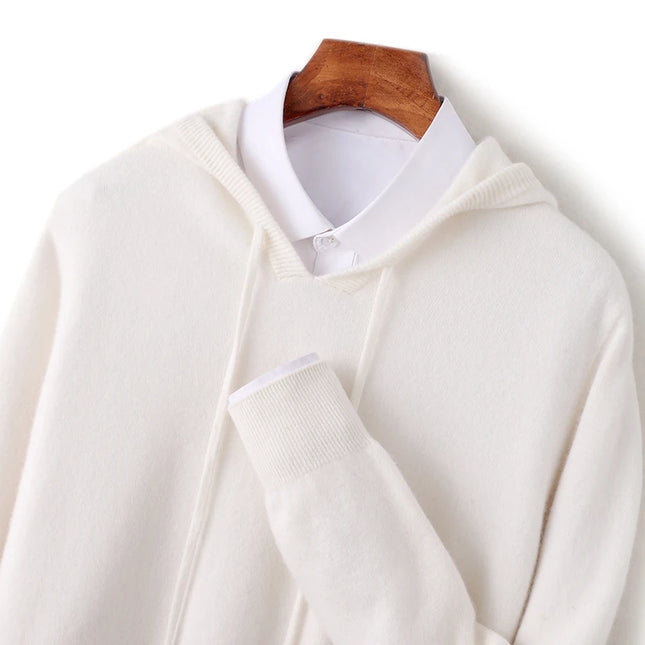 2025 Men's 100% Merino Pure Wool Knitted Hoodie Women's Style Large Size Autumn/Winter Warm Outdoor Sweater Solid Color Top YJ