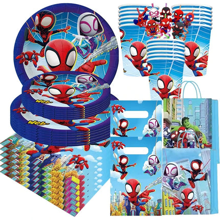 Spidey And His Amazing Friends Birthday Party Decoration Plates Tablecloth Cup Banner For Kids Birthday Balloon Party Favor Gift