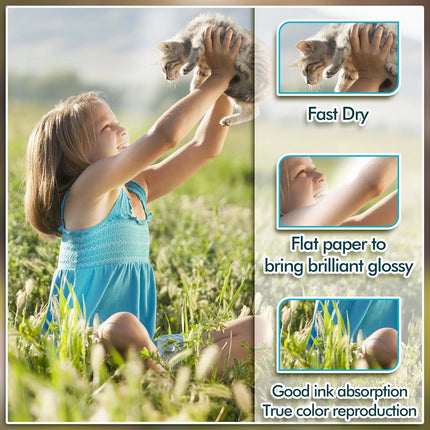 Glossy Photo Paper 4x6 inch 100 Sheets, 180gsm Premium Inkjet Printer Paper for Photos, Calendars, Cards, Brochures