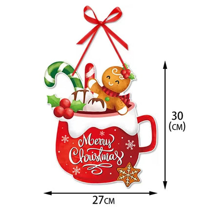 Merry Christmas Door Hanger, Santa Claus Snowman Xmas Tree Hanging Ornament, New Year Party Pendants for Home Christmas Decor