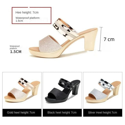 Trendy Fashion Women's Slippers 7 cm High Heel PVC Fish Mouth Ladies Shoes Non-slip Casual Platform Slides Birthday Gifts