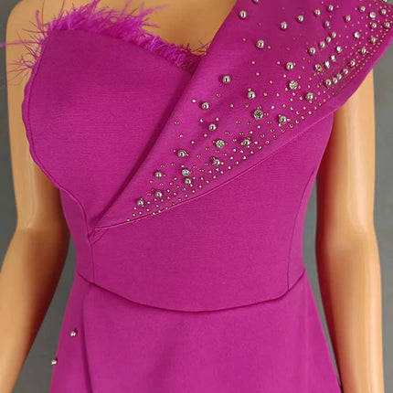 High Waist Strapless Jumpsuit Rivet Collar Lady Evening and Party Tube Top Jumpsuit for Women Elegant Sexy Birthday Jumpsuit