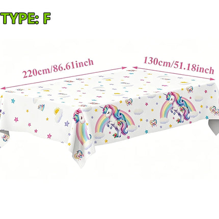 Disposable Waterproof Unicorn Party PE Tablecloth Perfect for Children's Birthday Bash Family Aatherings  Holiday Celebration