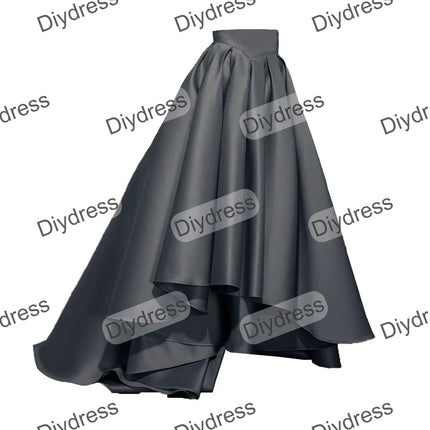 Women's High Low Elegant Prom Party Skirt A-Line Pleated Front Short Back Long Satin Skirt With Pockets For Evening Gown