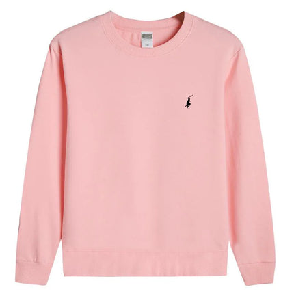 RL embroidered sportswear cotton men's spring and autumn thin style long sleeved men's round neck pullover top men's clothing