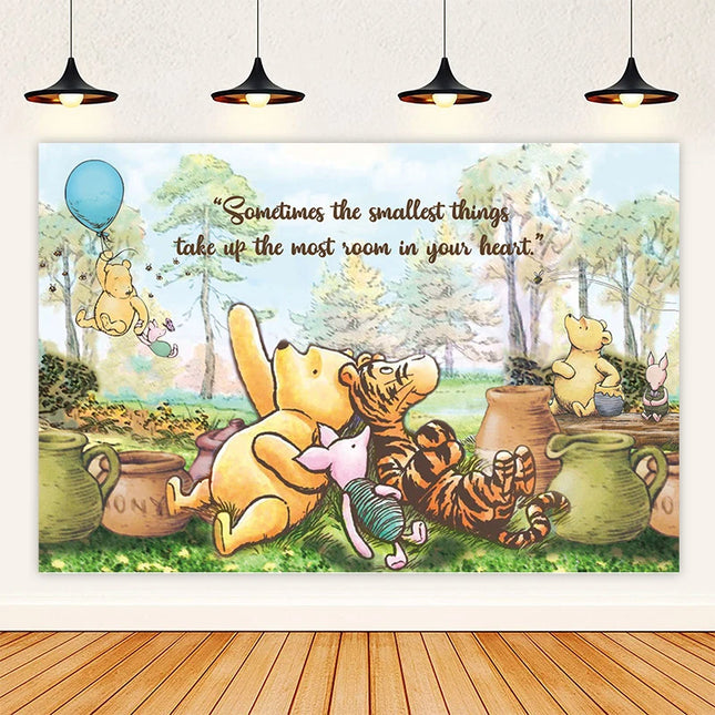 Honey Pot Birthday Party Backdrop Bear Friends Piglet Tiger Eeyore Custom Photo Booth 1st Baby Shower Forest Animals Cake Decor