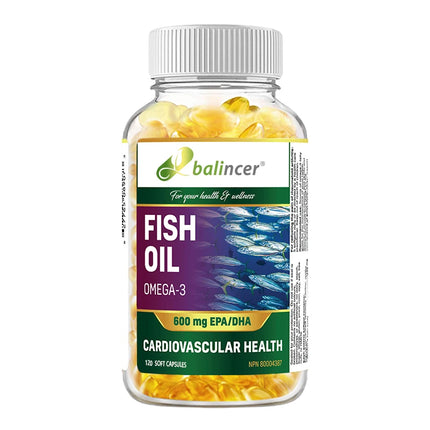630mg Wild Caught Omega 3 Fish Oil Softgels, Rich EPA & DHA Daily Nutrient Supplement, Brain Eye Joint Skin & Immune Support