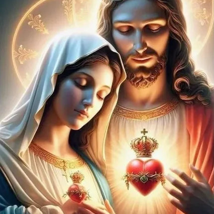 Christian Religious Jesus And Virgin Mary Sacred Heart Canvas Painting Catholic Holy Child Jesus Art Poster Christian Home Decor