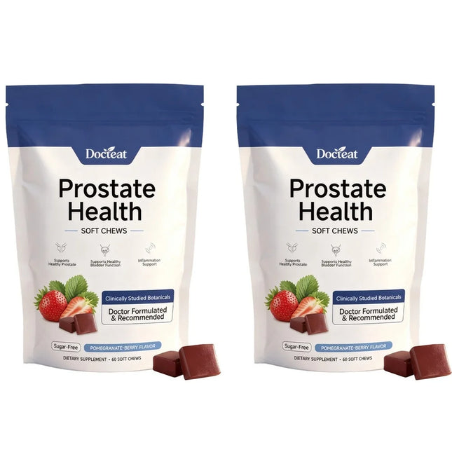 Docteat Prostate Health Soft Chews Sugar-Free with Vitamin C, Zinc and Selenium for Immune System Balance, 60 Soft Chews