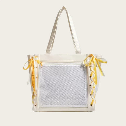 New Japanese Cute Sweet Ribbon Ita Bag Lolita Girls Transparent Handbags Fashion Large Capacity Tote Bag Aesthetic Shoulder Bags