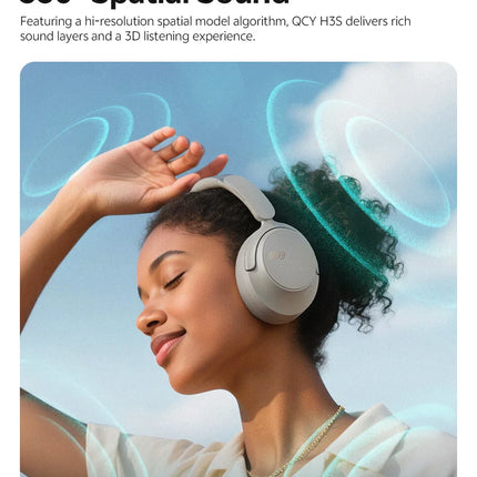 QCY H3S Over Ear Headphone Hi-Res LDAC Spatial Sound Headset H3S -56dB Adaptive ANC Wireless Earphone Bluetooth 6.0 102Hrs