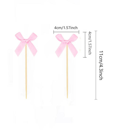 Pink Bow Cupcake Topper Pink Bow Birthday Decor Coquette Themed Party Decoration Bridal Shower Cake Topper Bow Party Decor