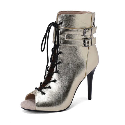 Fashion Red Shiny Party Dance Shoes Ladies Sexy Heels Stilettos Cool Boots High Quality Indoor Ballroom Jazz Dance Sandals Women
