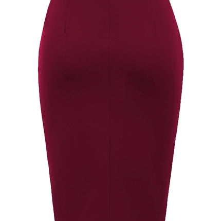 Women Wear to Work Pencil Skirts for Women Elastic High Waist Wrap Twist Front Knee Length Bodycon Skirt