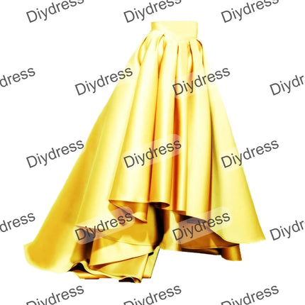 Women's High Low Elegant Prom Party Skirt A-Line Pleated Front Short Back Long Satin Skirt With Pockets For Evening Gown