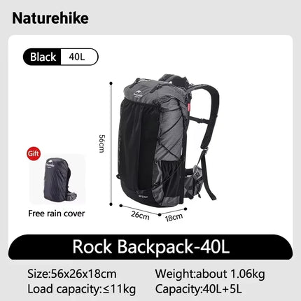 Naturehike Rock Outdoor Bags 40L 60L Travel Backpacks Large Capacity 60+5L Camping Hiking Packs Hiking Bag With Rain Cover