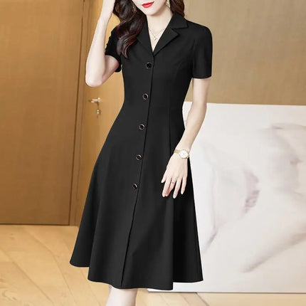 ZANZEA Women Elegant Long Shirt Dress Korean Lapel Collar Party Dress 2024 Summer Waisted Robe Casual Short Sleeve Work Sundress