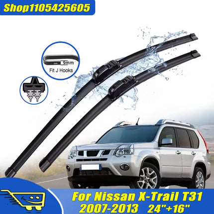 Front Wiper Blades Windshield Washer Windscreen Brushes Window Cutter Accessories 24"+16" For Nissan X-Trail T31 2007-2013 2008