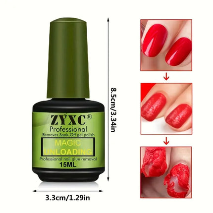 15ml Magic Polish Glue Nail Art Manicure Gel Easy Remove Synthetic Fingernail Tip Cleaning Remover Gel Women Nail Art Vernis