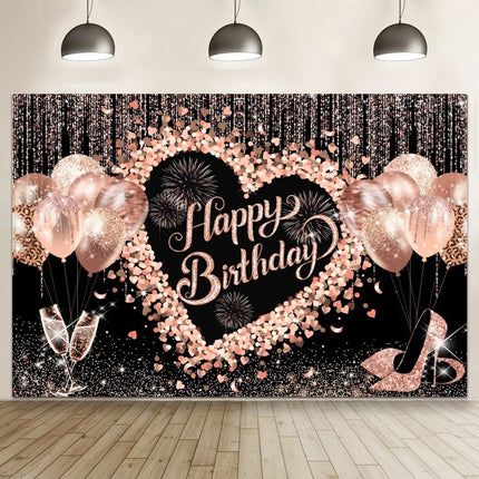 Happy Birthday Banner Backdrop Shiny Diamonds 18th Birthday Decoration Canvas 30th Party Photography Background