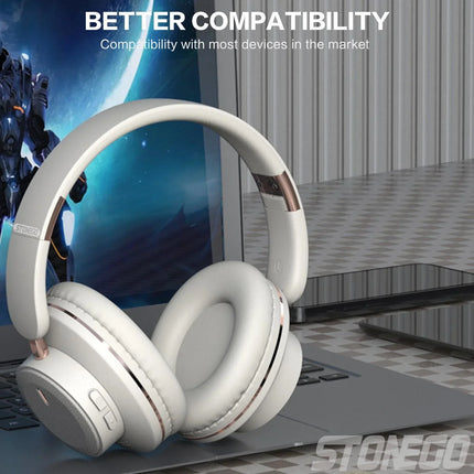 Bluetooth Headphones Over Ear Wireless Headset BT5.3 Foldable Portable Hi-Res Audio Fashion Aesthetic Deep Bass Stereo 24H Battery Fast Charge Dual Mode With Mic Noise Isolation For Students Content Creators Remote Work Trave