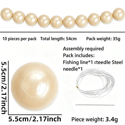 Wedding Backdrop Wall Decor - Faux Large Pearl - DIY Beaded Garland White Ball Pendant & Figurine