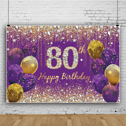 Rose Gold 80s Themed Banner Photography Background Cloth, Pink 80th Birthday Happy Party Decoration Photography Studio Backdrop