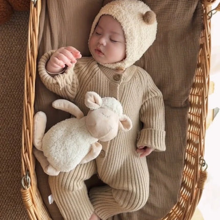 Ircomll Infant Jumpsuits Knitted Solid Color O'neck Baby Boys&Girls Romper Bodysuit Baby Clothes For Toddler Boy&Girl 0-24m